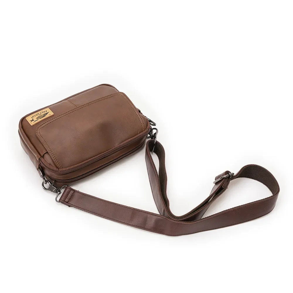 Vintage Flap Crossbody Bag Herren Umhängetaschen aus weichem PU-Leder Herrenmode Quadratische Umhängetasche Messenger Bag Flap Zipper Satchels – Detail 11