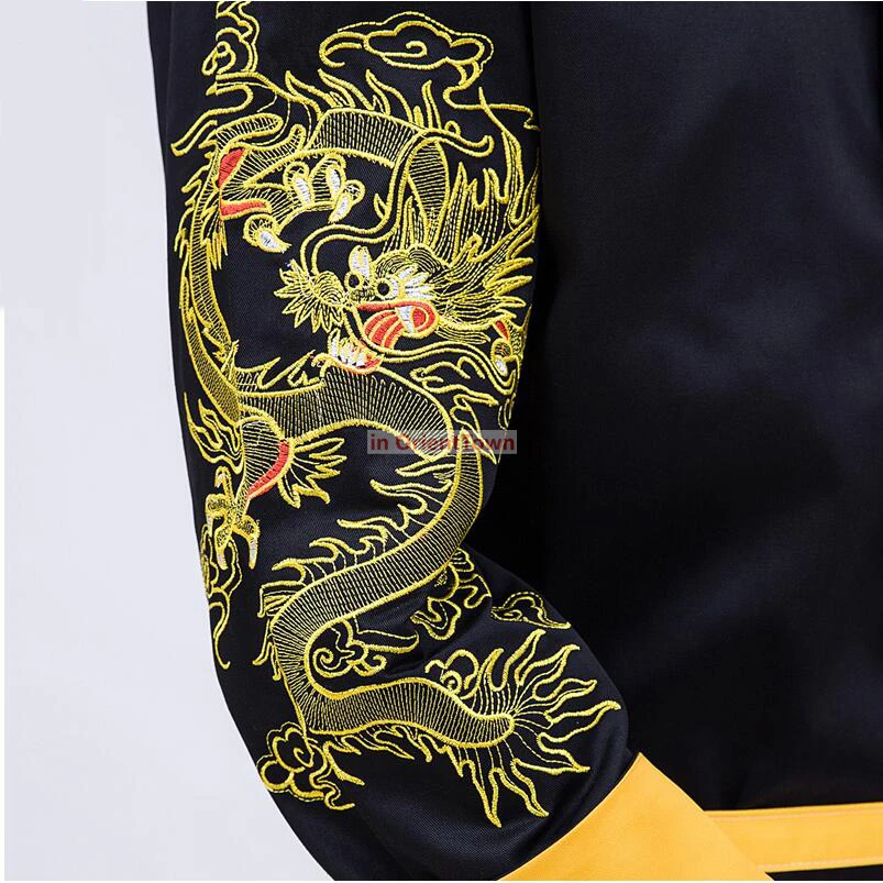 Uniforme de Chef de Service alimentaire, haut de restaurant, manches longues, Dragon brodé, vêtements de travail, Style chinois, cuisine d'hôtel, veste de cuisinier noire