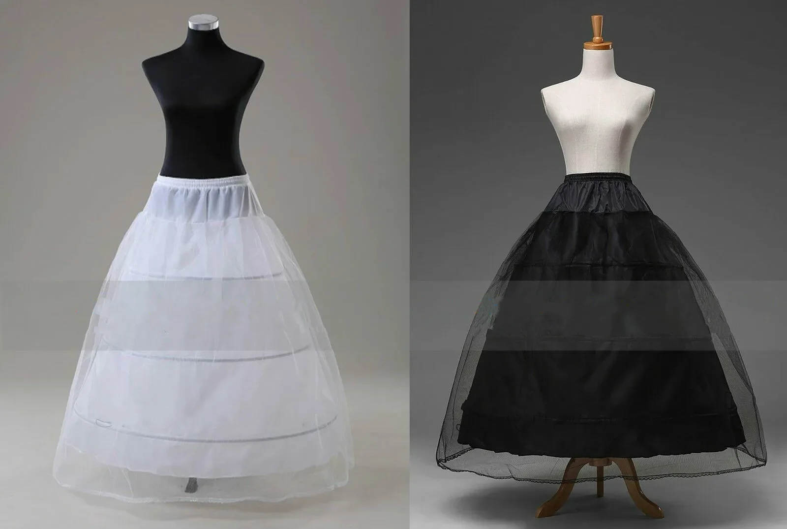 Jupon Crinoline blanc/noir à 3 anneaux, robe de bal de mariée, jupon, jupe antidérapante