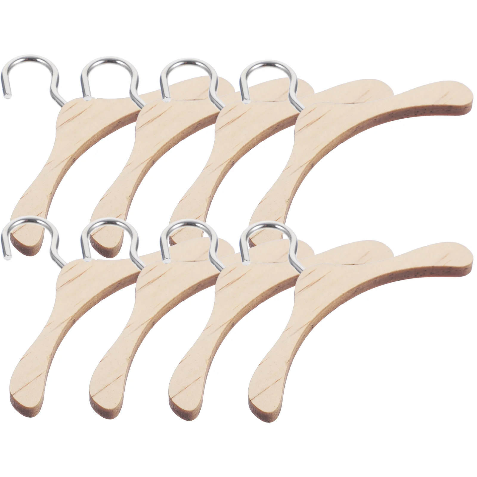 

10 Pcs Mini Bridesmaid Baby Dolls Accessories Bamboo Miniature Hangers Wooden Clothes