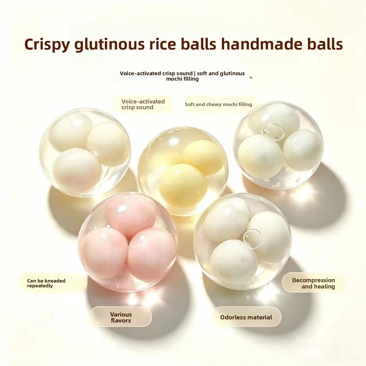 Macaron Rice Ball Crispy Handmade Stress Relief Ball Strawberry Chocolate Crunchy Fidget Toy Stress relief Toy kids adults