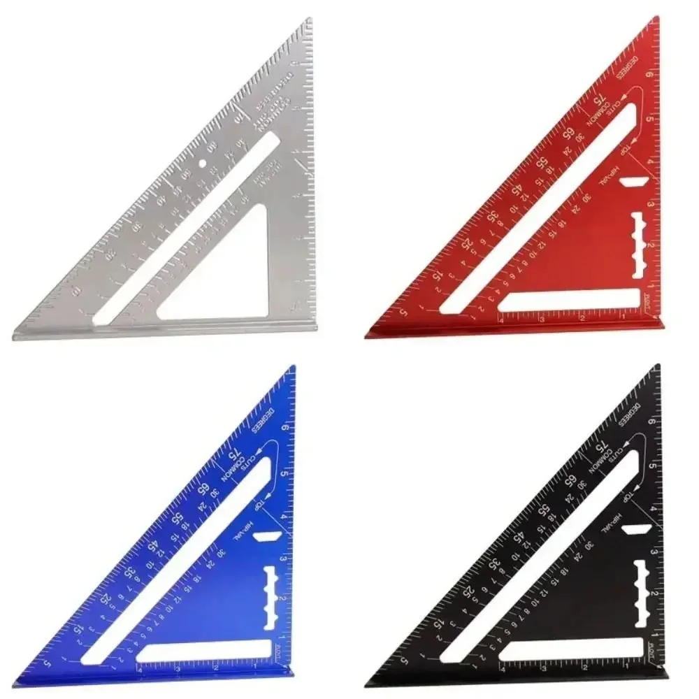 Inch Metric Angle Ruler Angle Protractor Woodworker Carpenter Measuring Ruler 7 Inch Triangle Ruler Tool Aluminium Alloy Ruler