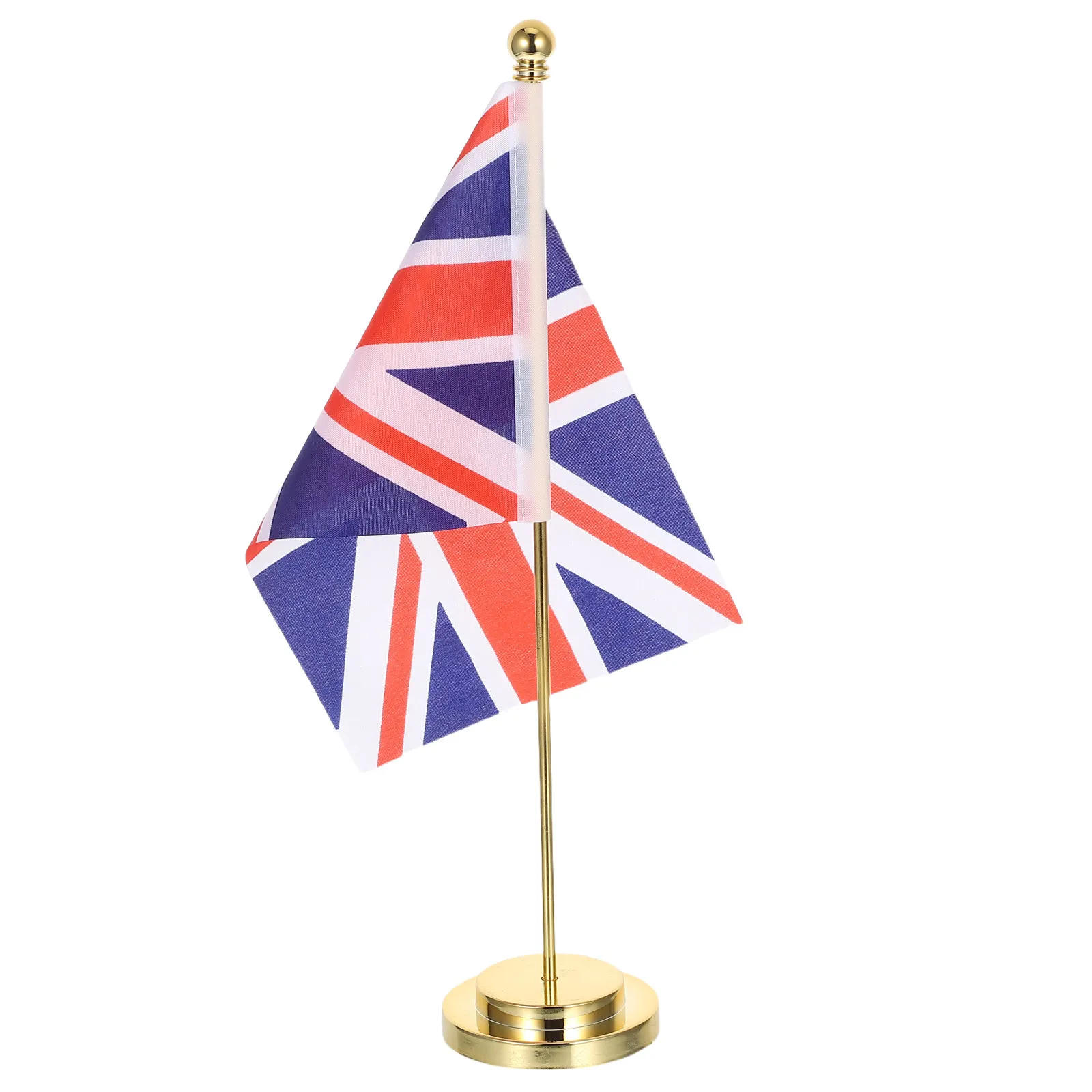 Uk Desk Flag Office Table Decoration 12.18 X 8.25 Inch British Desktop Flag Metal Pole Stable Stand International Conference