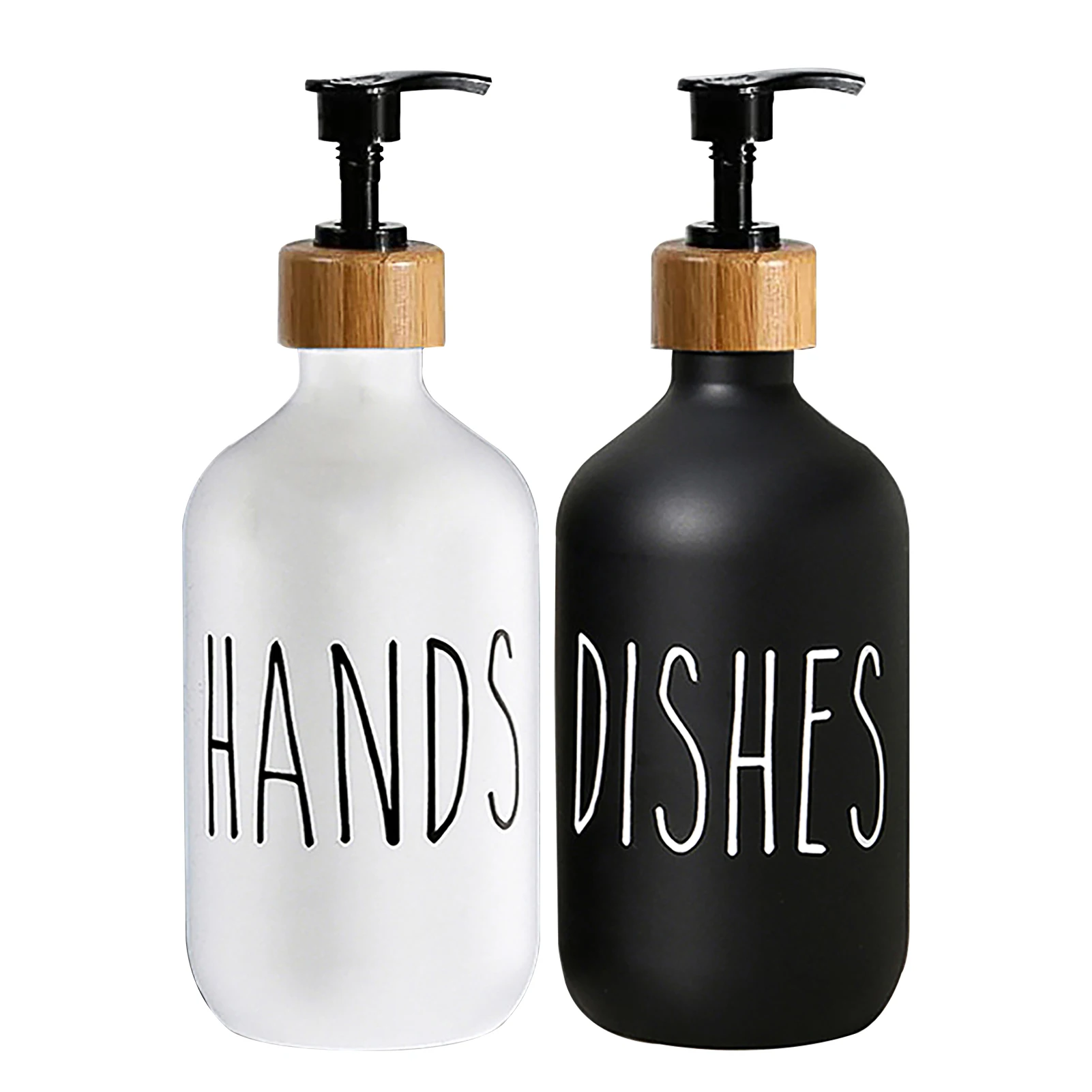 2pcs 500ml Black White Bottle Hands Cleaning Shampoo Lotion Kitchen Pump PEF Soap Dispenser Bathroom Men Women Push Type Worktop