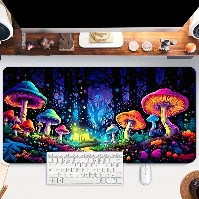 

Mushroom forest pattern design Mouse Pad Rubber non-slip base Desk Mat High quality material gaming mat mousepad with lock edge