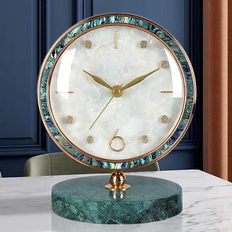 Modern light luxury shell clock, living room desktop, desk clock, home decoration clock