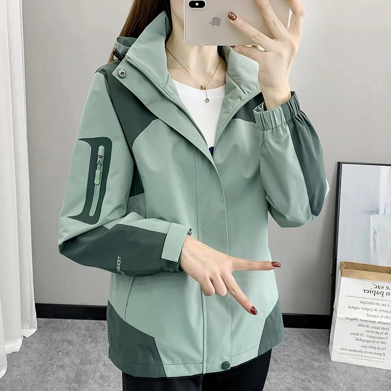 2025 New Women's Coat Joker Coat Waterproof Windproof Single-layer Jacket Long Sleeve Zipper Sport Hooded Jackets Female Outwear