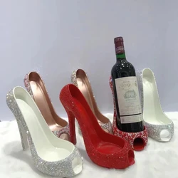 Sparkling Rhinestone High Heel Wine Rack Creative Shoes Wine Bottle Holder Rack Basket Bar Tools Red Wine Storage Decoration