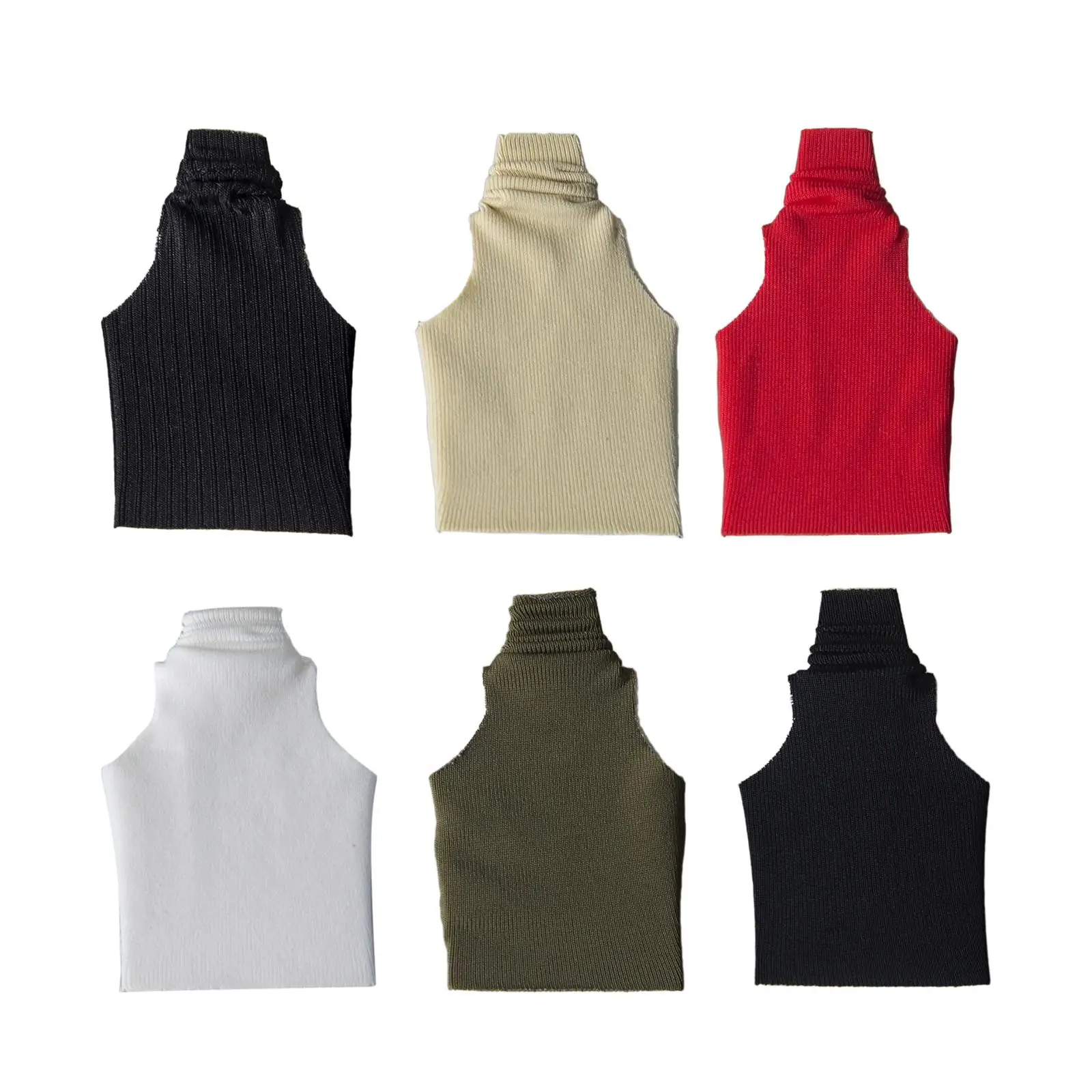 

1:12 Action Figure Clothes Vest Tank Top Turtle Neck Sleeveless Doll Costume for 6 inch Female Figures