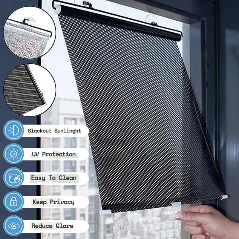 Suction Cup Roller Blinds Sunshade Car Bedroom Kitchen Balconies Sun-shading Blackout Blind Window Shade persianas para ventanas