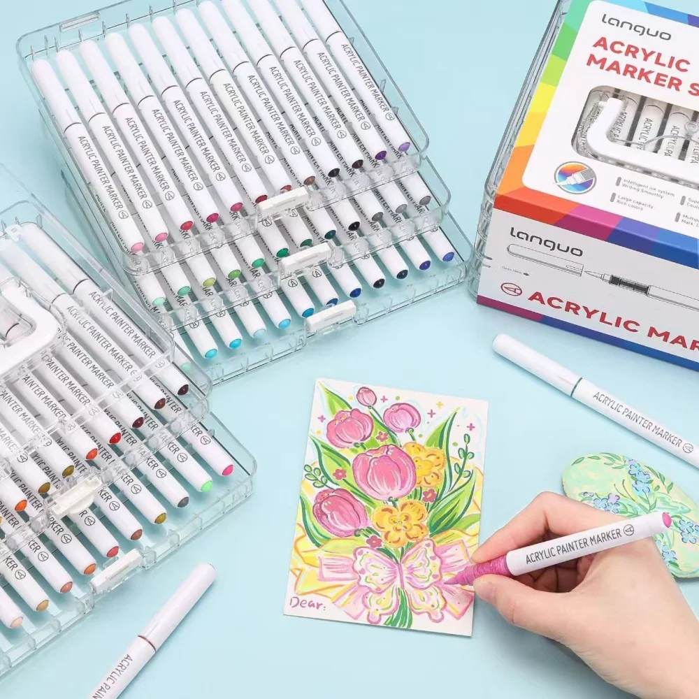24-36-48-60-colors-languo-acrylic-paint-markers-soft-brush-student-graffiti-painting-pens-canvas-festival-gift-diy-art-markers