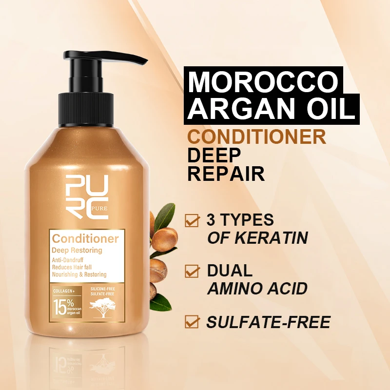 

PURC Morocco Argan Oil Hair Conditioner Sulfate-Free Shampoo Amino Acid Keratin Treatment Nourishing Hair Care