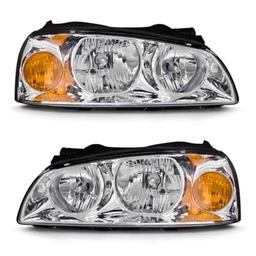 

for 2004 2005 2006 Hyundai Elantra Headlight Assembly compatible with 04 05 06 Hyundai Elantra Clear Lens Chrome Housing Amber