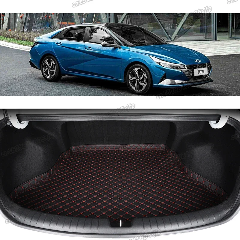 Leather Car Trunk Mat Cargo Liner Rear Boot Luggage Cushion for Hyundai Elantra 2021 2022 2023 2024 Accessories Interior CN7