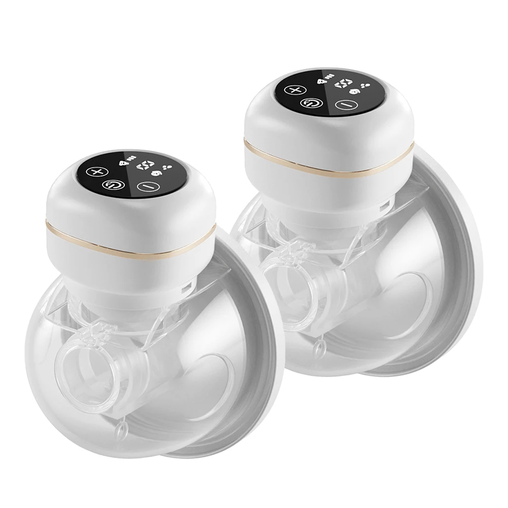 2pcs Wearable Breast Pump Portable Electric Breast Pump Hands Free Low Noise Milk Puller with 26mm Silicone Flange