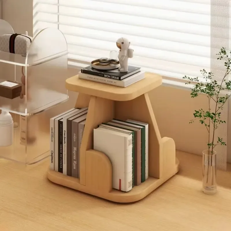 Simple Desktop Rotating Bookshelf Shelf Multi-layer Storage Book Display Rack Book Shelves Corner Bookcase Shelfs Home