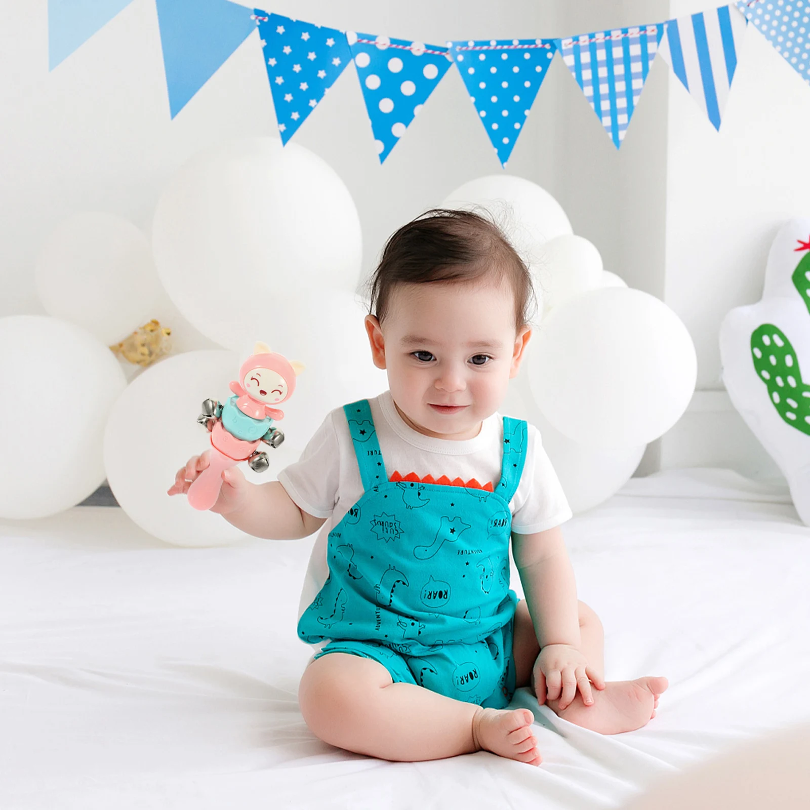 Chocalho de mão dos desenhos animados sino de música portátil educacional bebê handbell estimular coordenação para crianças chocalho dos desenhos animados