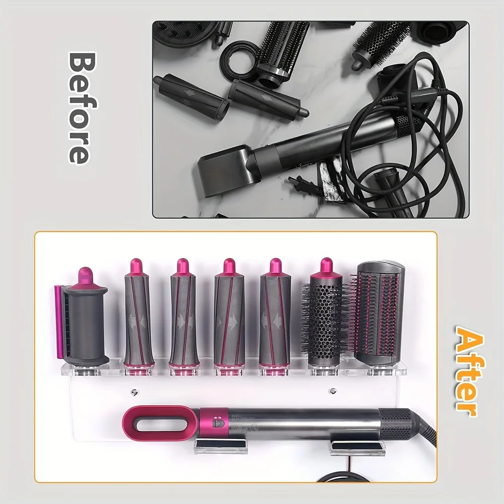 Acrylic wall mounted bracket For Dyson curling sticks, bathroom curler accessories storage rack, dressing table storage rack