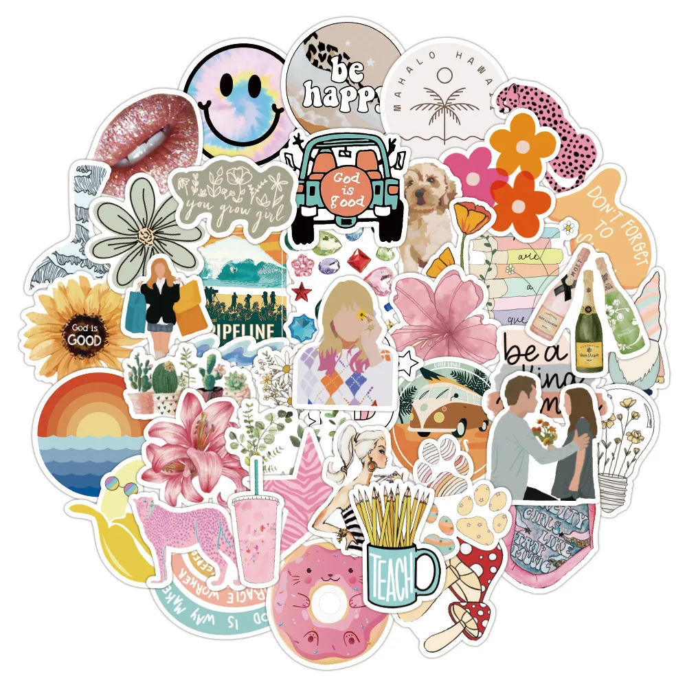 50 قطعة كلاسيكية صغيرة طازجة Ins نمط لطيف الكرتون حساب اليد الكتابة على الجدران ملصق دفتر الأمتعة المحمول المحمول Diy بها بنفسك ملصق الهاتف #5