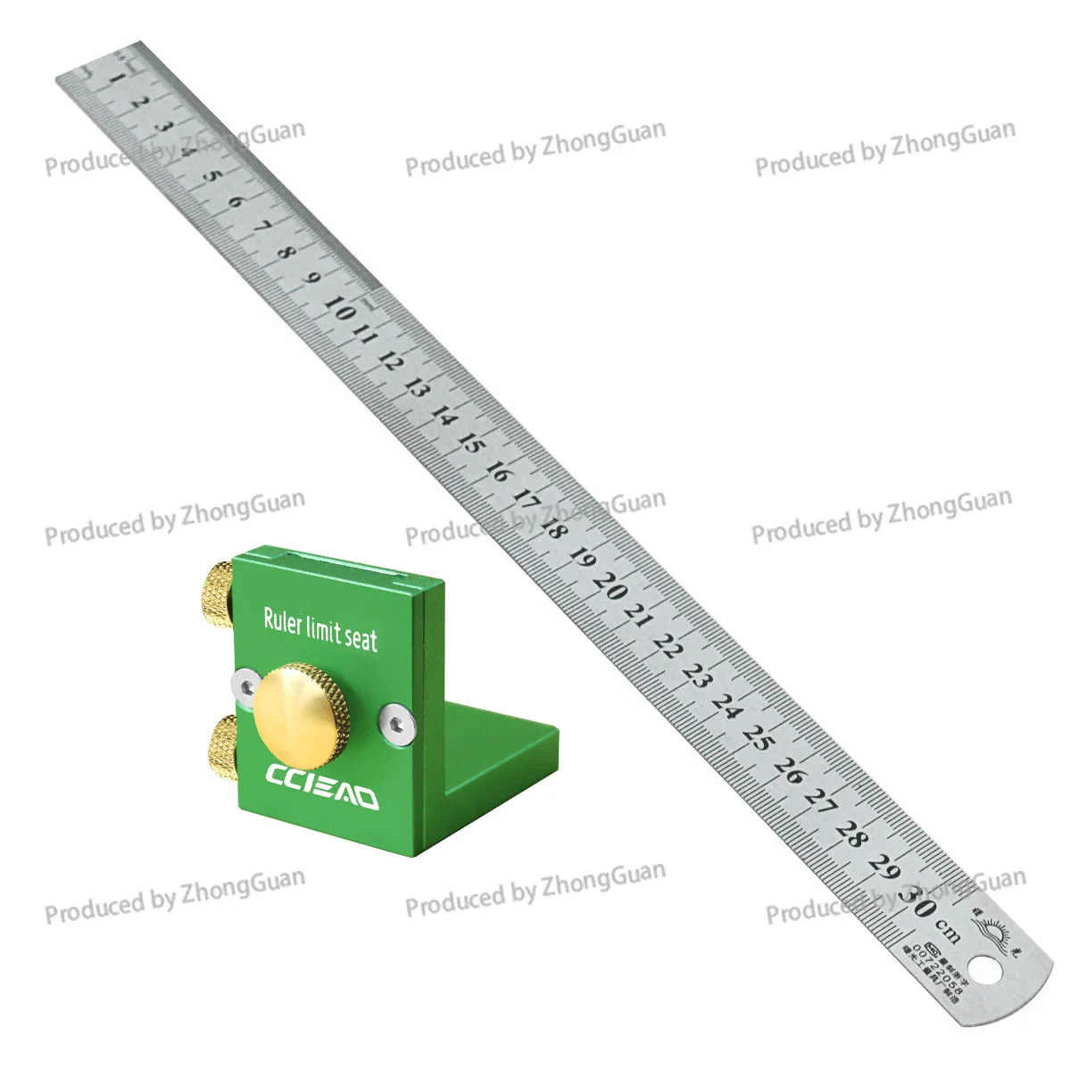 Green Scribing Ruler Positioning Block 30CM Metric Drawing Line 90 ° Scribing Ruler Right Angle Scribing Small Wooden Tool