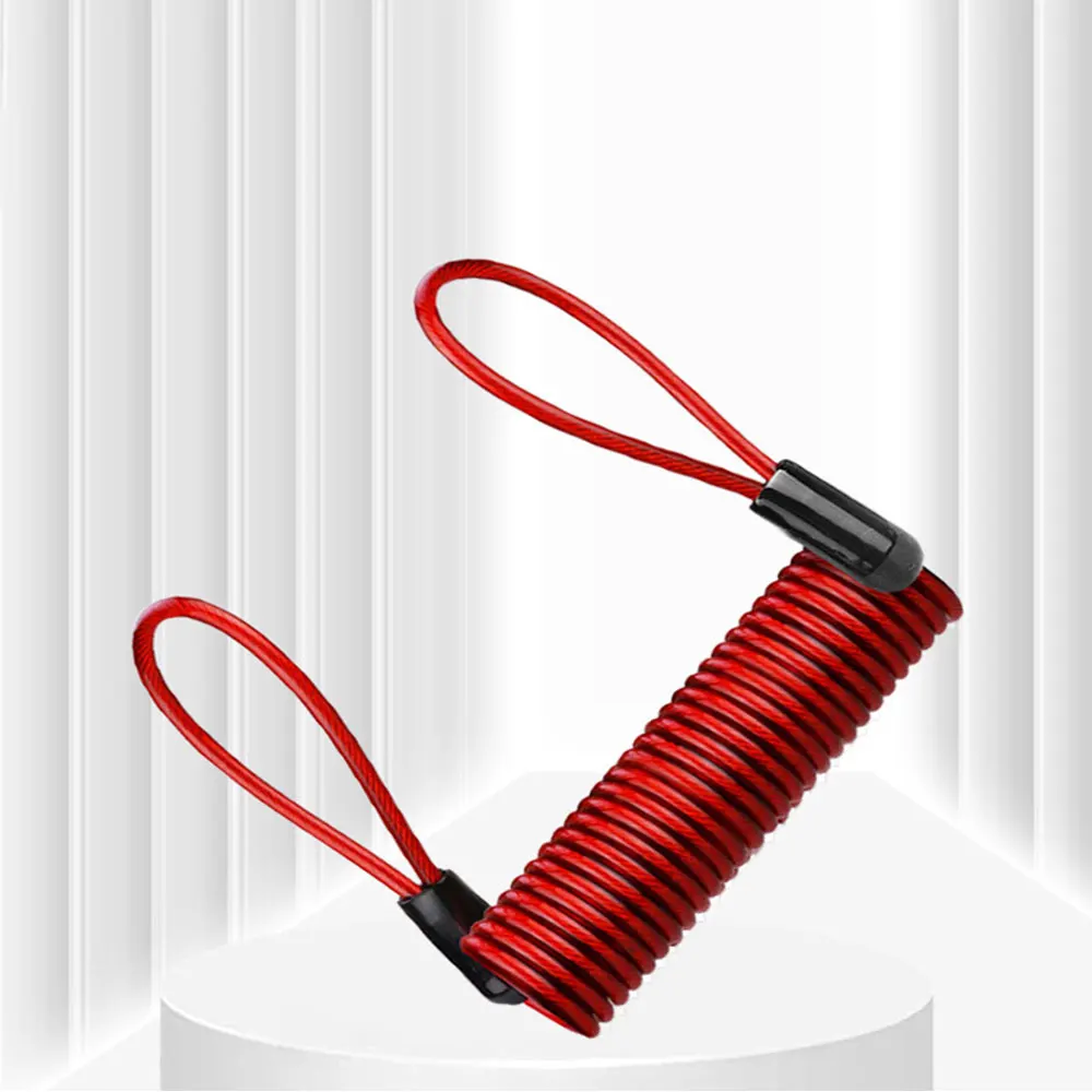 Motorcycle Bike 1.2M Yellow Disc Lock Reminder Cable Lock Anti-Theft Rope Alarm Disc Lock Spring Cable Bicycle Security Reminder