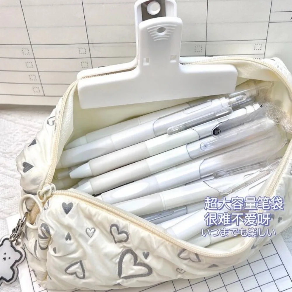 Pencil Case Fashionable Love Pencil Case Large Capacity Stationery Storage Bag Soft Pen Bag Multifunctional Learning Supplies