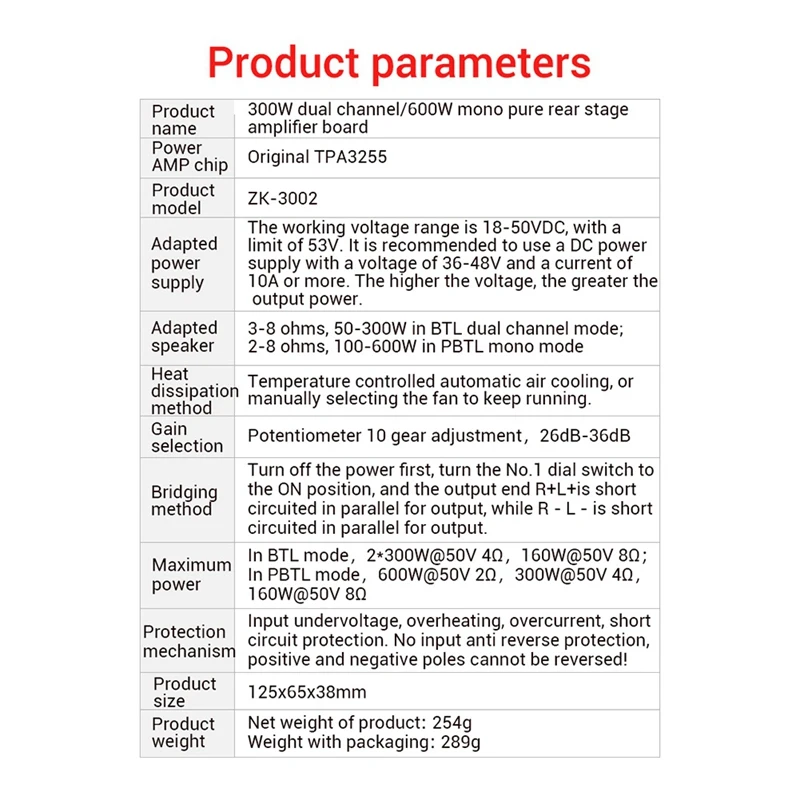 FFYY 업그레이드 ZK-3002 순수 후면 레벨 디지털 앰프 보드, 스테레오 300W X2 브리지 모노 600W AMP Wuzhi 오디오 음악, TPA3255