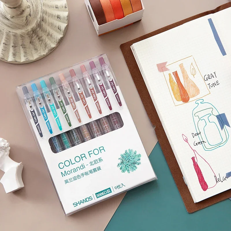 Morandi Color System Gel Pen Girl Color 0.5mm Gel Pen 9PCS