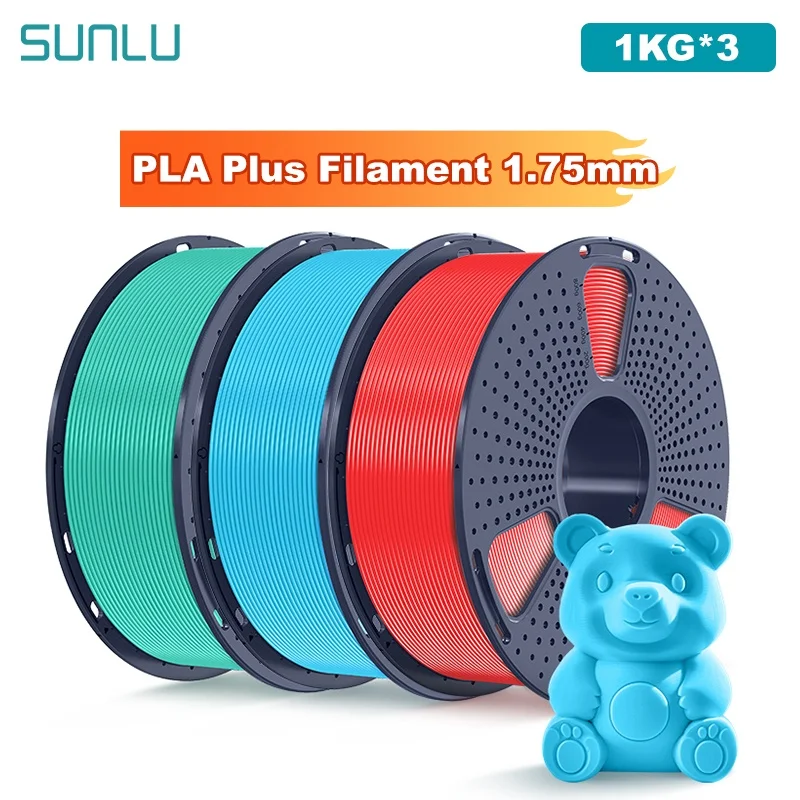 

SUNLU 3 кг PLA Plus/прозрачная нить для 3D-принтера, катушка 1,75 мм, 1000 г (2,2 фунта), аккуратно розташоваемая нить без узла, подходит для большинства принтеров FDM