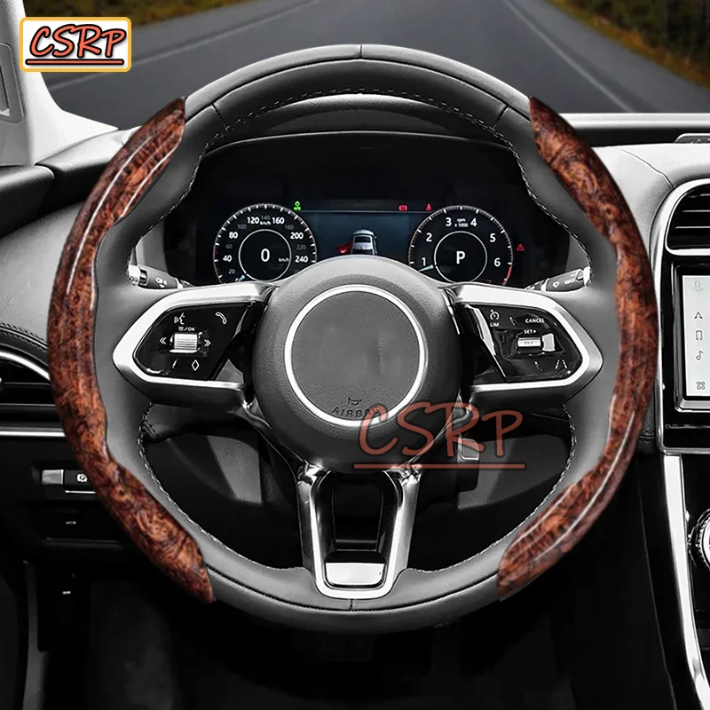 Volante de madera con acabado Jaguar para Xf X250 Xe E Pace F Xj Ev400 S Type X351 Svr Xfl Ftype Project, en forma de O y tipo D