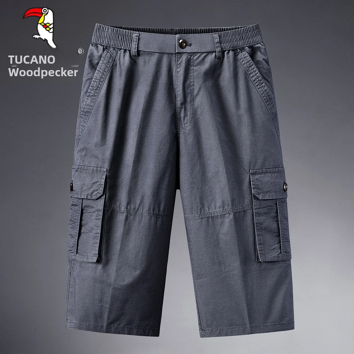 

Men's Casual Cotton orts Seven-Foot Length Summer Pure Cotton Workwear Multi-ket Knee-High Mid-Aged And ly Pants