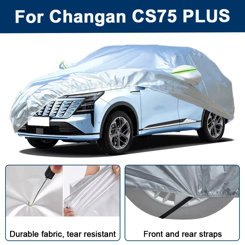 

Outdoor Full Car Cover For Changan CS75 PLUS with Reflective Strips Waterproof Snowproof Dustproof UV Protection Auto Accessory