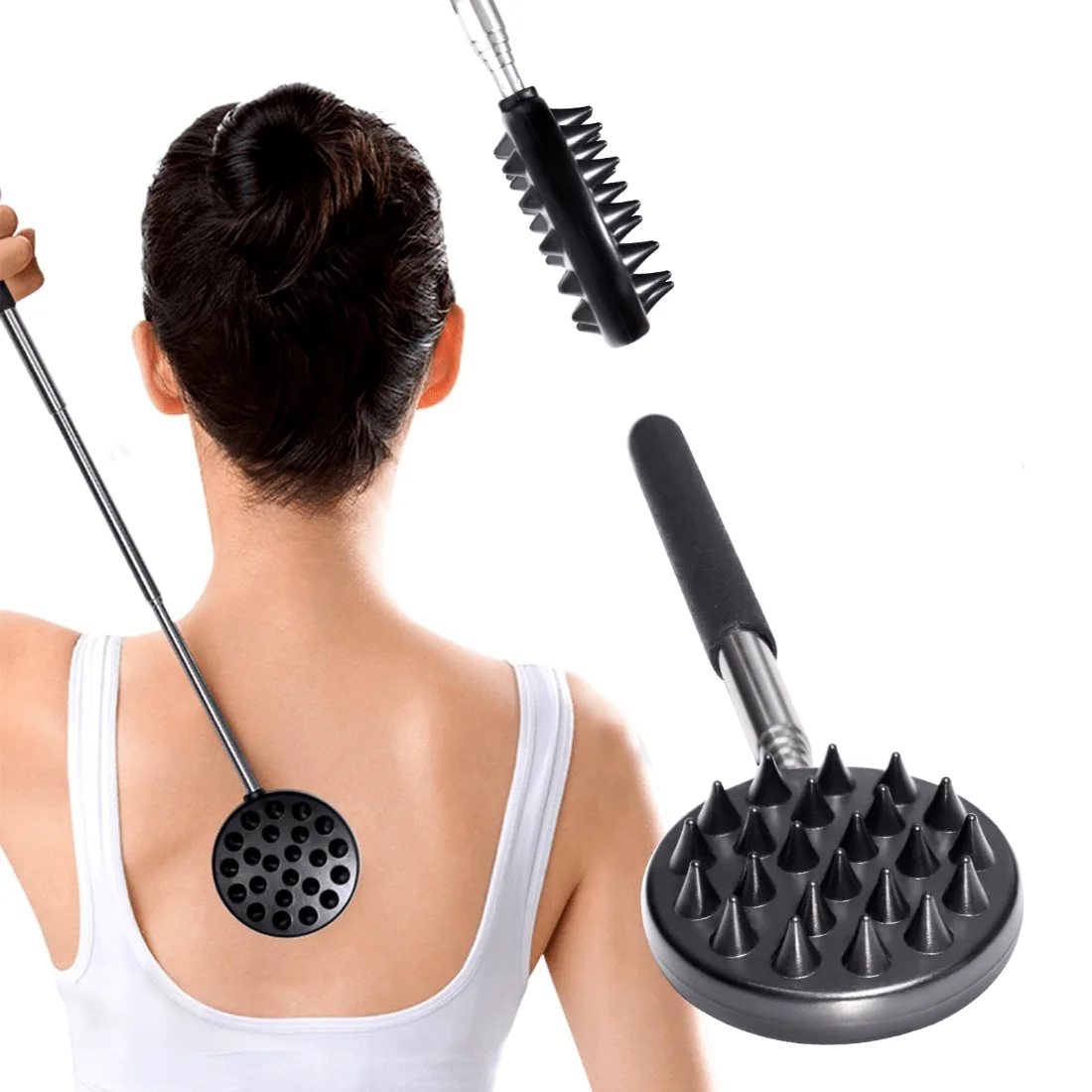 1 x supergroßer Rückenkratzer mit 23 Zähnen, ausziehbarer Rückenknacker mit 2 Kratzflächen, tiefer Rückenkratzer für Männer/Frauen
