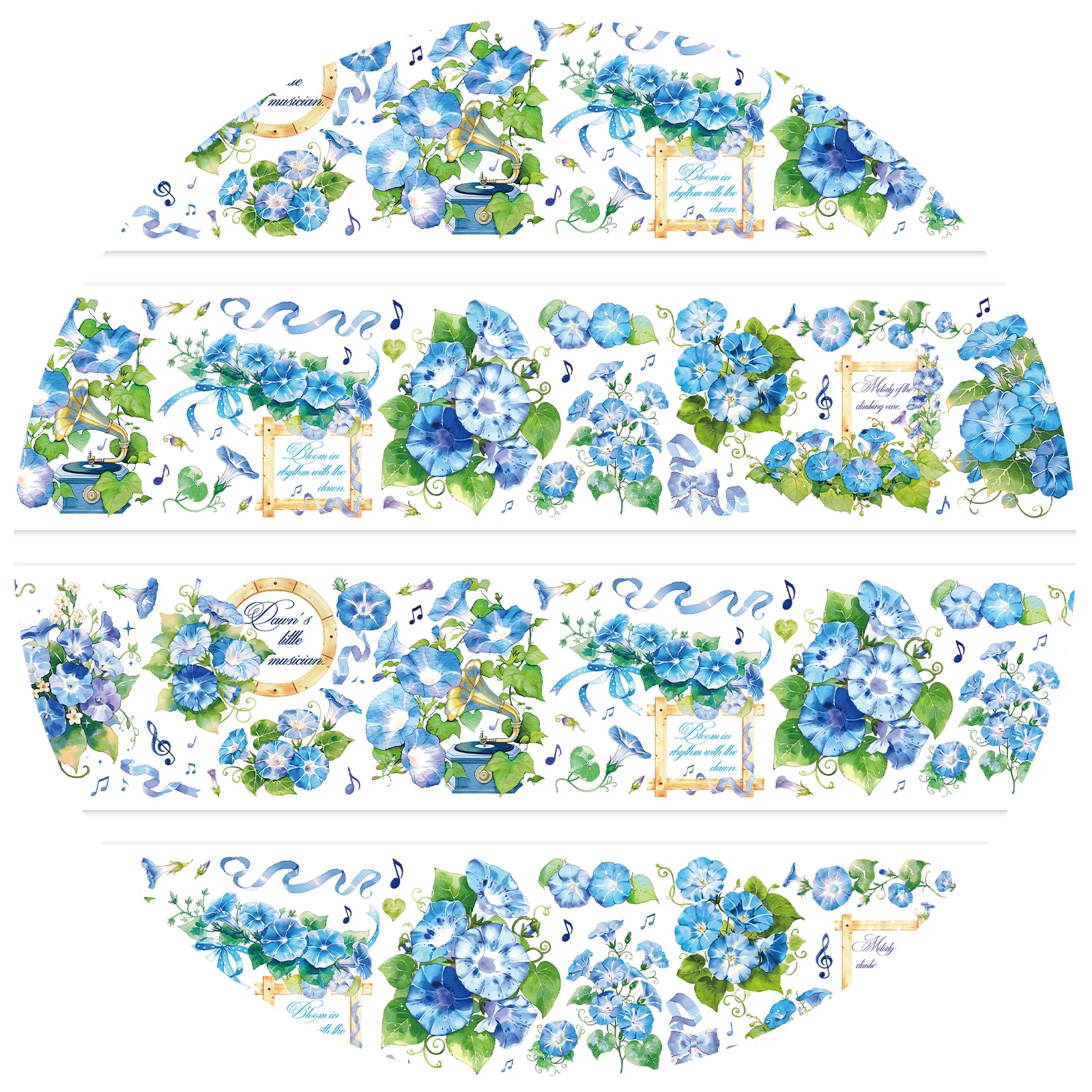 Etori Life 60Mm*2M Vintage Blue Trumpet Flower Pattern Tape, Versatile Universal Decorative Material Suitable for Notebooks, Phone Backs, Handbags, Guitars, Skateboards, Card Making, Baking, Gift Box Packaging, Scrapbooking Supplies, Office Decoration Supplies, Vintage Parties, Children's Stickers, School Supplies, Korean Stationery