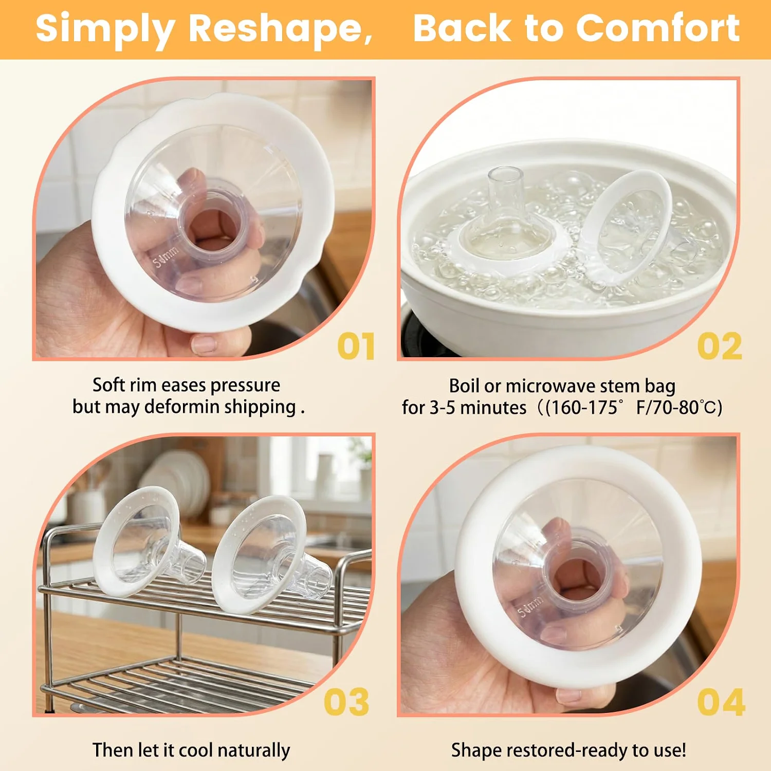 1 Stück weiche, ovale Schutzkappen, kompatibel mit Medela-Milchpumpen der Modelle PersonalFit, Maxflow, Freestyle Flex Swing und Maxi Connector. – Detail 6