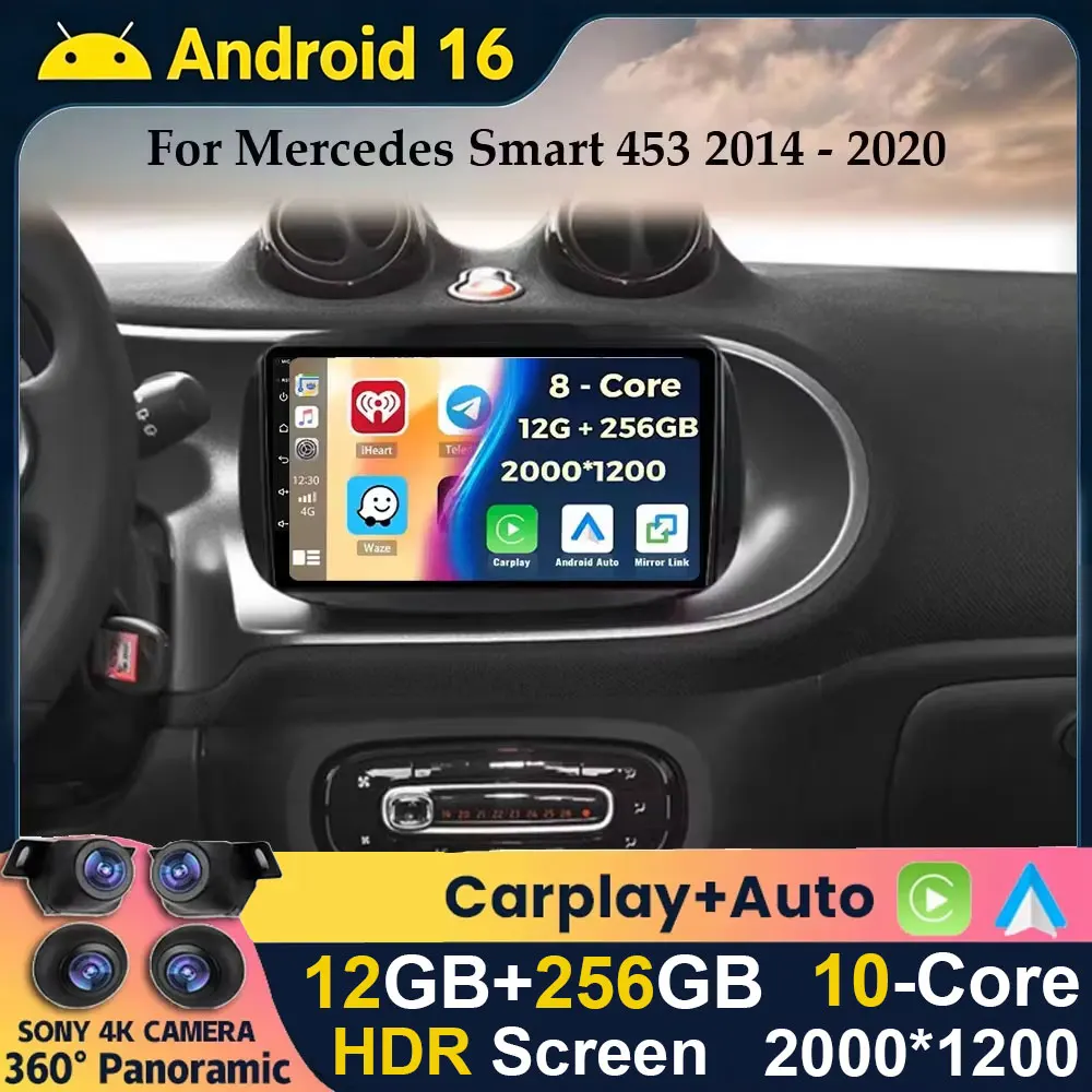 Android 16 Wireless Carplay Auto For Mercedes Smart 453 Fortwo 2014 2015 2016 2017 2018 2019 2020 Car Radio Multimedia Player 4G