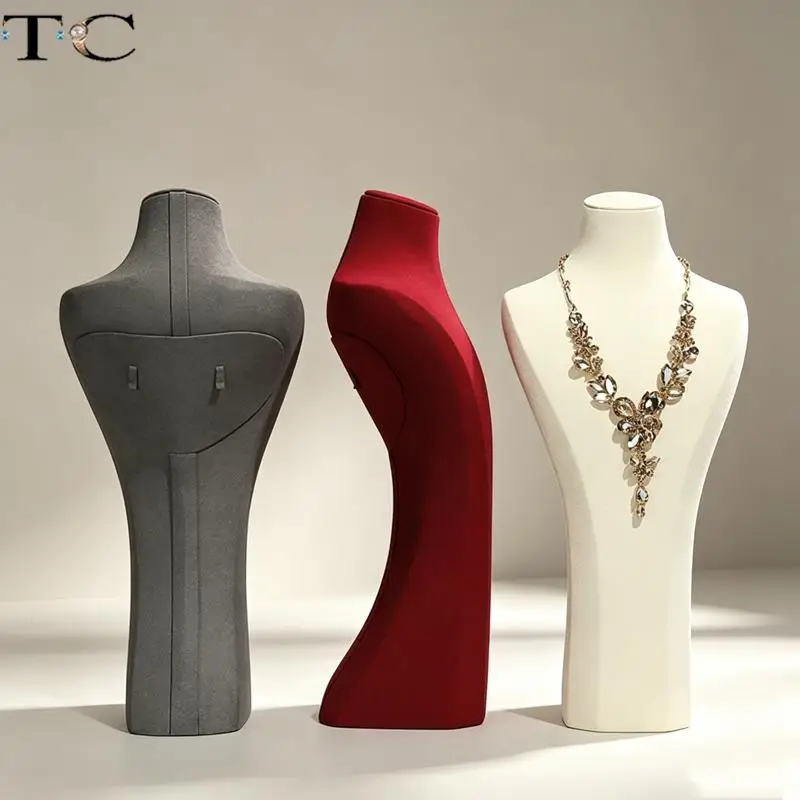 Luxurious Microfiber Jewelry Display Stands Necklace Display Mannequins in Various Sizes and Colors for Storefront Displays