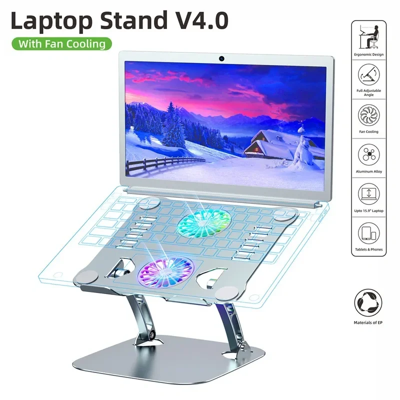 Universal  Aluminum Alloy Radiator Stand Portable Laptop Foldable Bracket with Air-cooled Game Cooler for Tablet/ Flat/ Notebook