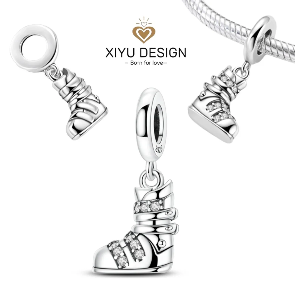 

Серебро 925, милые зимние серебряные лыжные туфли, подвеска, очаровательные бусины, браслет «сделай сам», ожерелье, женские украшения, рождественский подарок, аксессуары