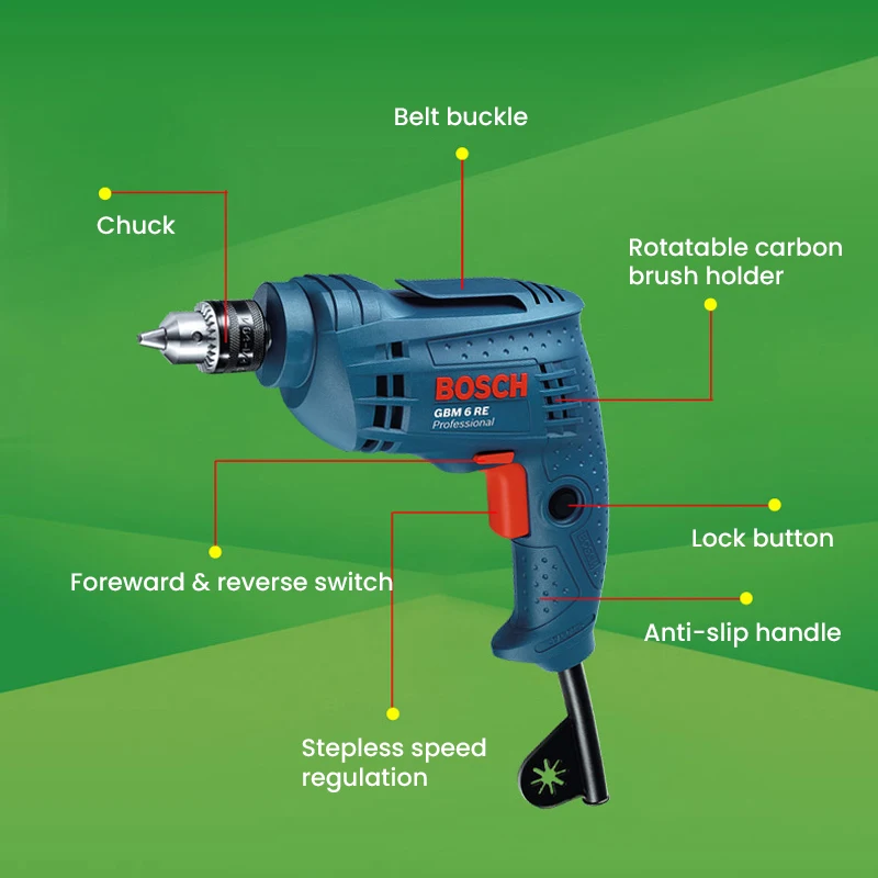 Bosch Electric Drill Mini Screwdriver Adjustable Speed Rotary Impact Drill Strong Power Tools 220V Professional Drilling Machine