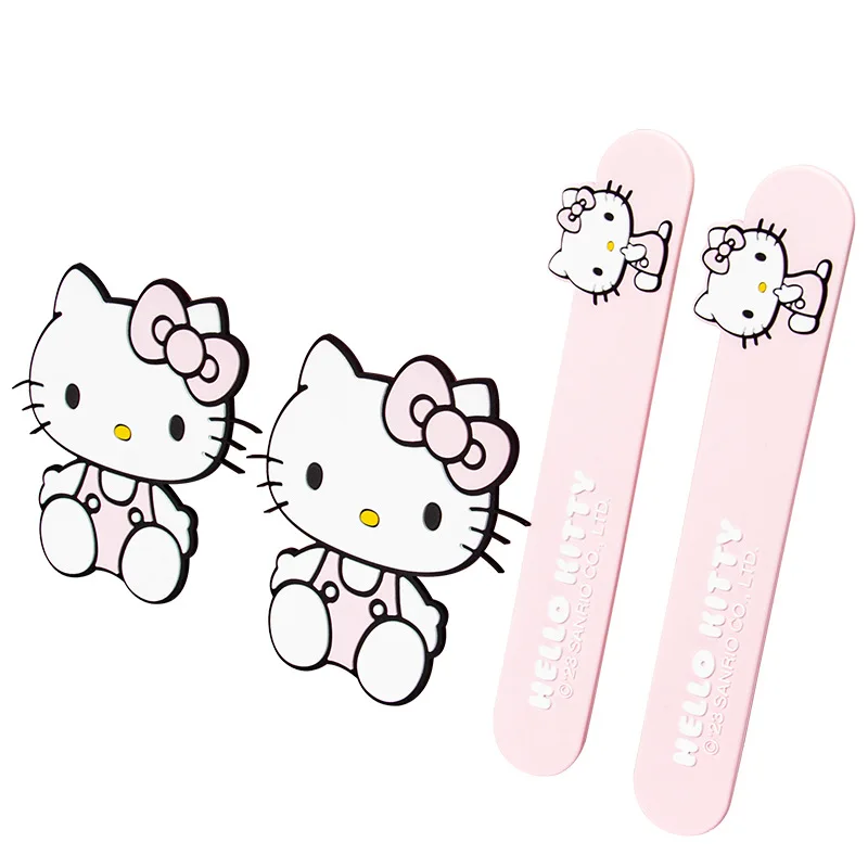 2 buah stiker pelindung pintu mobil Sanrio Hello Kittys Strip Bumper pintu mobil Kawaii Kt stiker pelindung pegangan mobil Anti-gores Film barang dekoratif