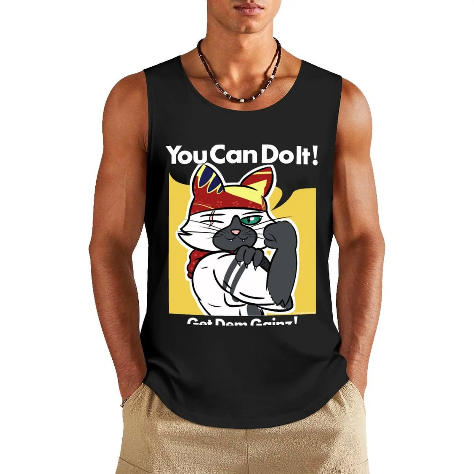 Meowscular Gainz Tank Top mens designer clothes Male clothes gym top gym training accessories