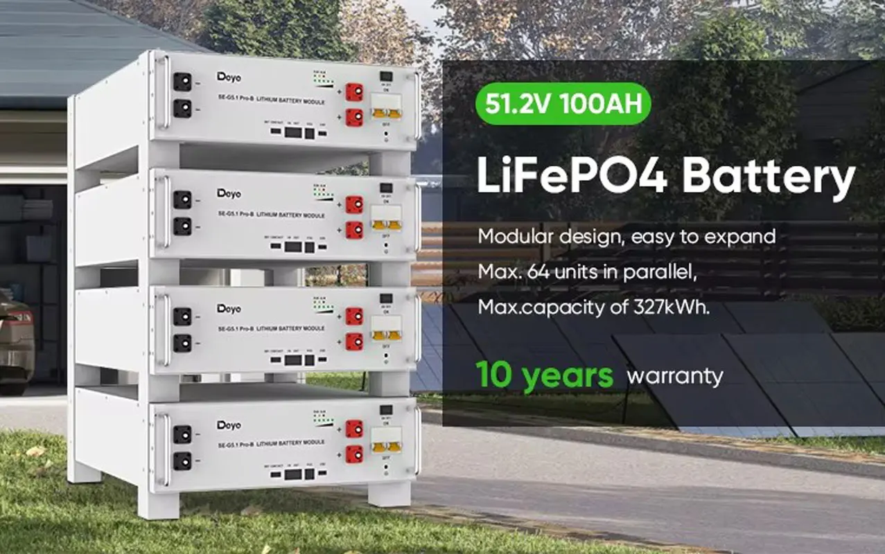 Deye Battery SE-G5.1 Pro-B 51.2V 100AH 5KWH LiFePO4 بطاريات ليثيوم 5kw 6000 دورات DOD للاستخدام المنزلي نظام الطاقة الشمسية