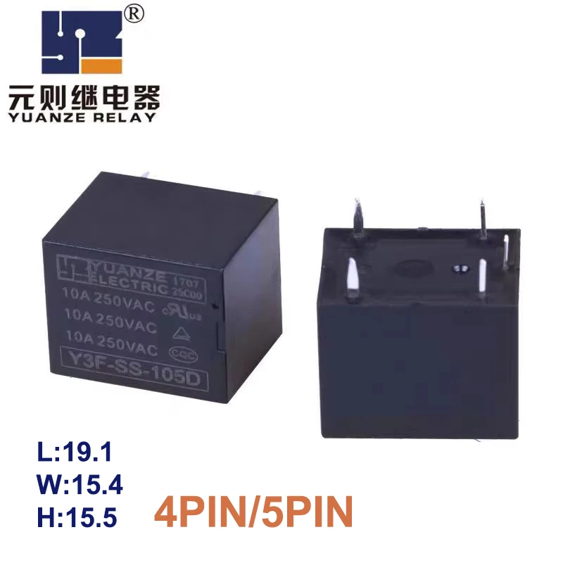 1Pcs YUANZE Relay Y3F-SS-105D 112D 124D DM 4PIN/5PIN 10A Synchronous JQC/HF3FF SRD-12VDC-SL-C T73 5V 12V 24V Power Relay