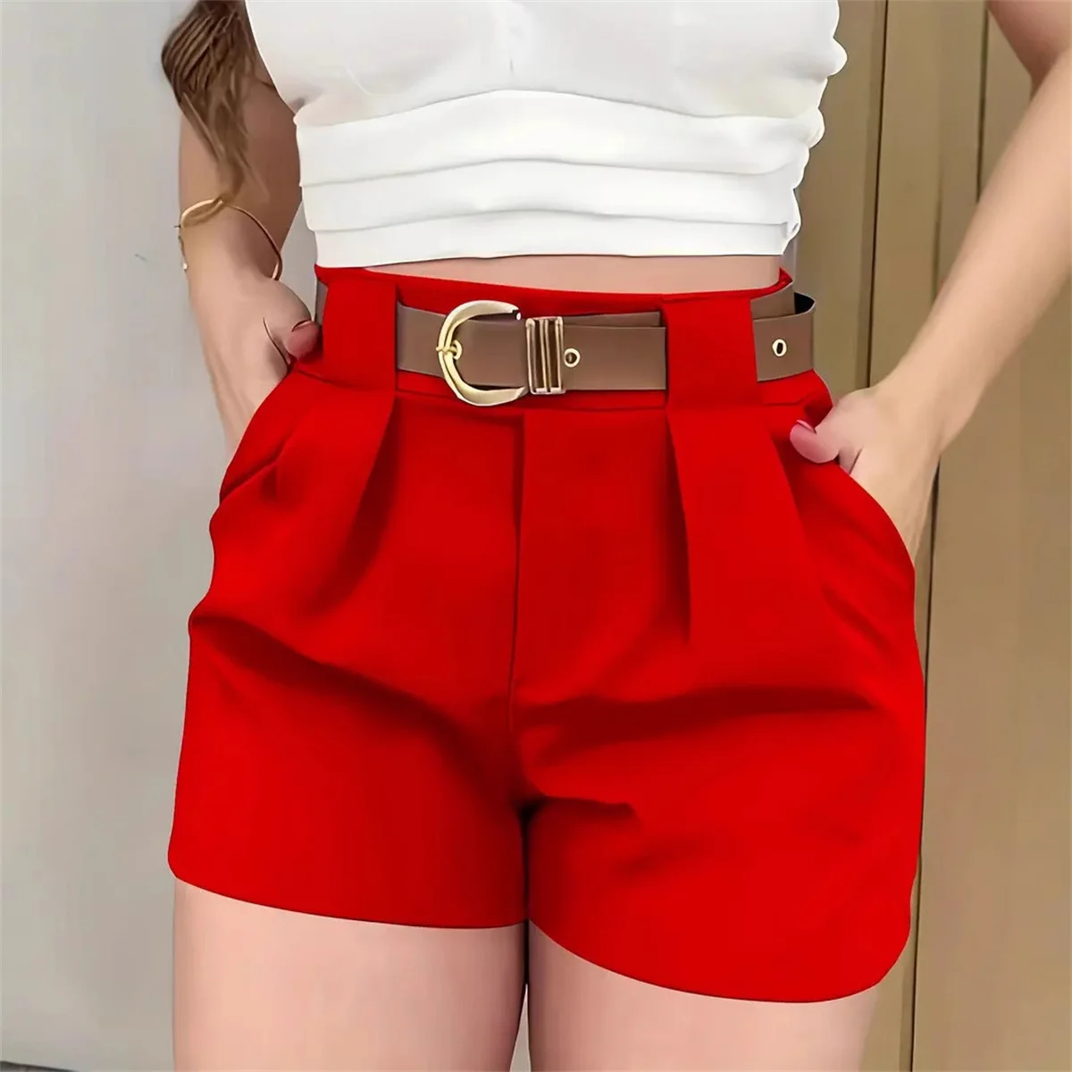Short De Sport Femme Avec Poches - Coton élastique, Taille Cordon - Yoga, Course, Tenue Décontractée D'été