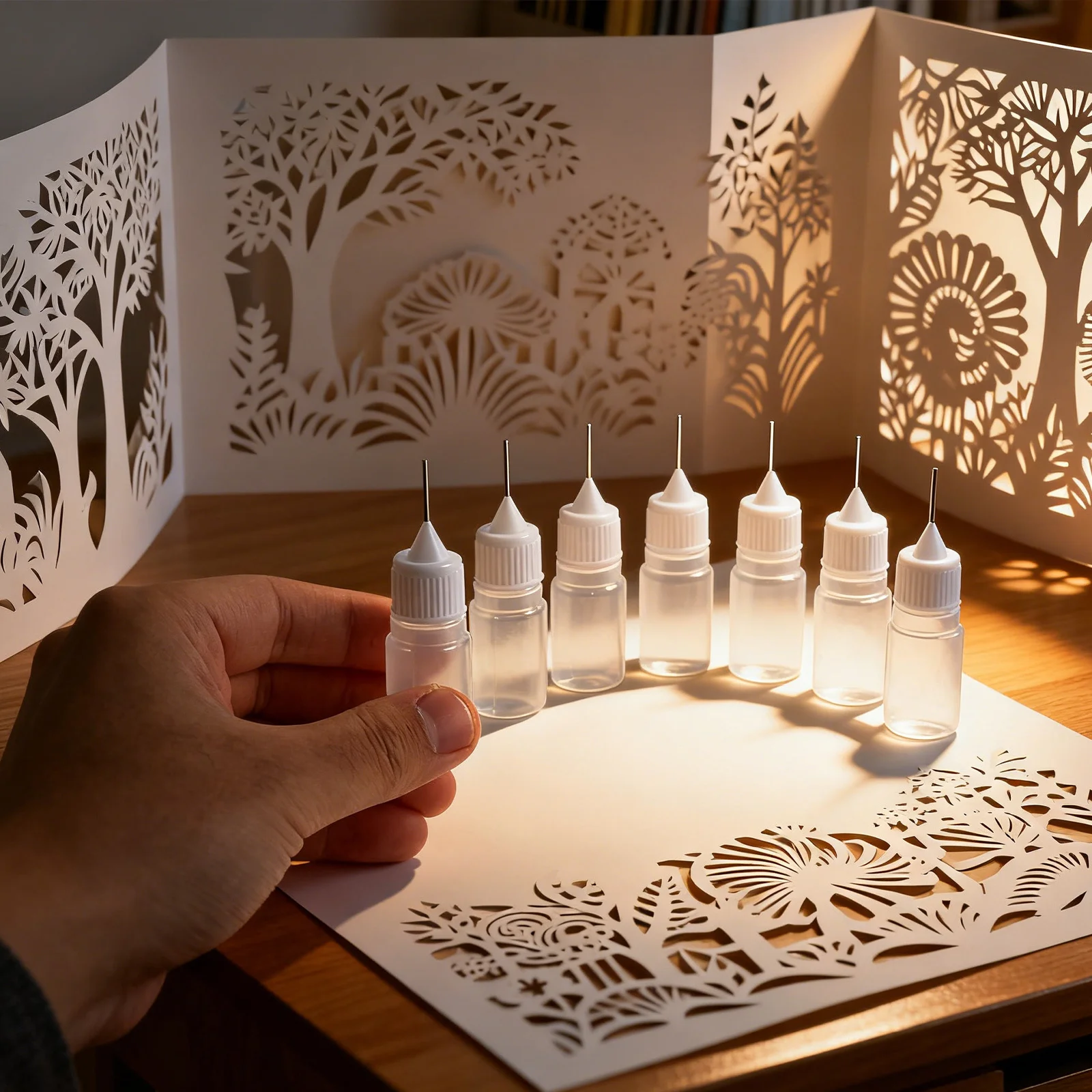 Bottiglie di colla a punta fine da 50 pezzi da 5 ml per la lavorazione Dispenser di precisione per applicatore da spremere ricaricabile trasparente per carta per nail art