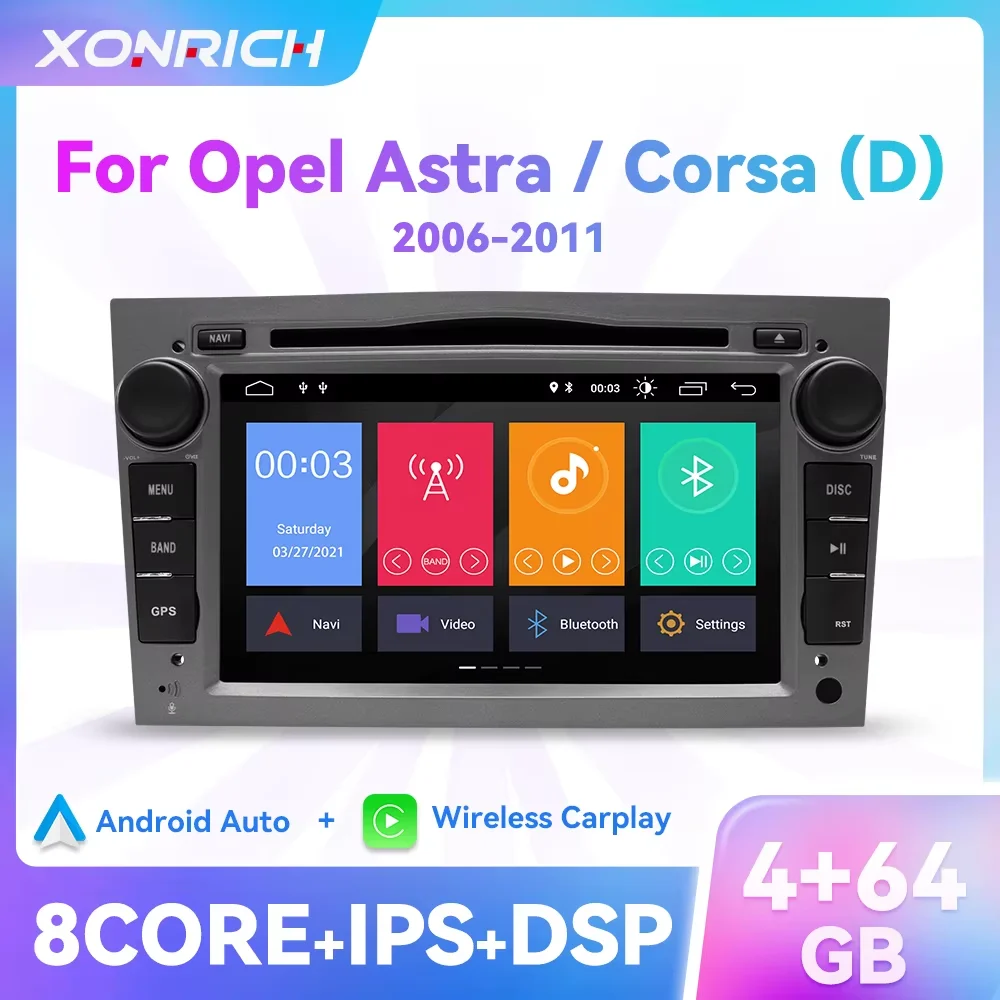 XONRICH 4GB Android 12 Car DVD Multimedia For Opel Vectra C Zafira B Corsa D C Astra H G J Meriva Vivaro Carplay 2 Din GPS IPS