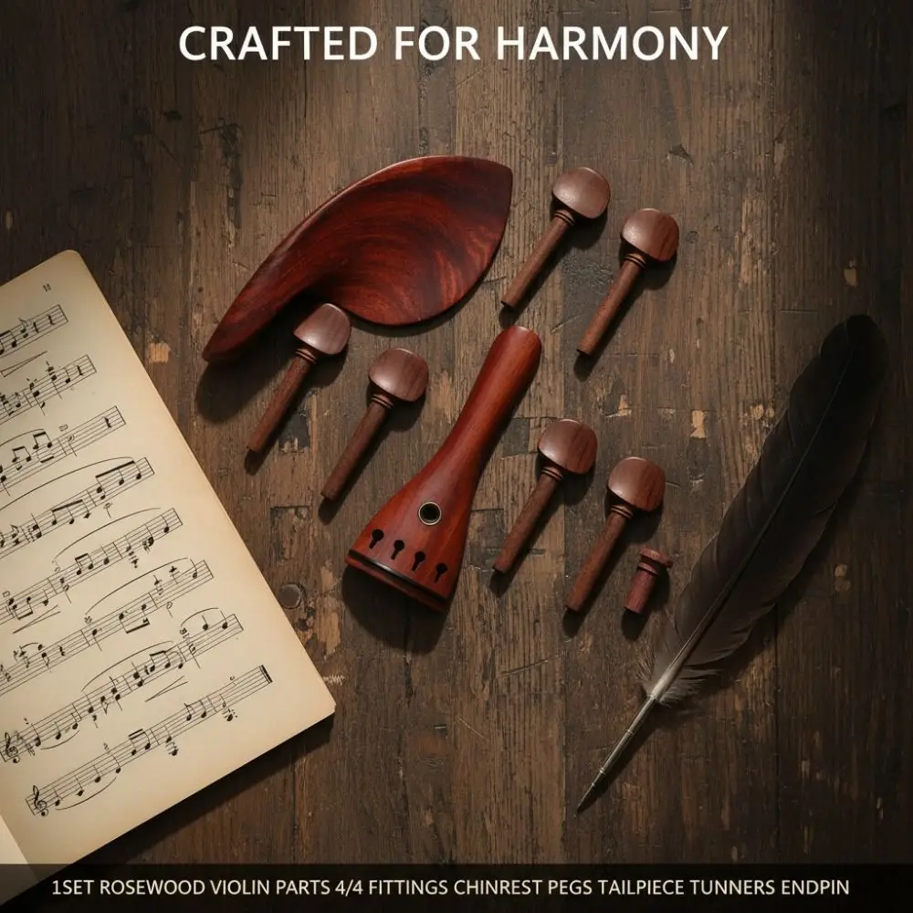 4/4-3/4 Violin Parts​ ​With Tuning Pegs​ ​Tailpiece​ ​Violin Chin Rest​ ​Enhanced Performance​ ​Endpin​ ​Violin Accessories​