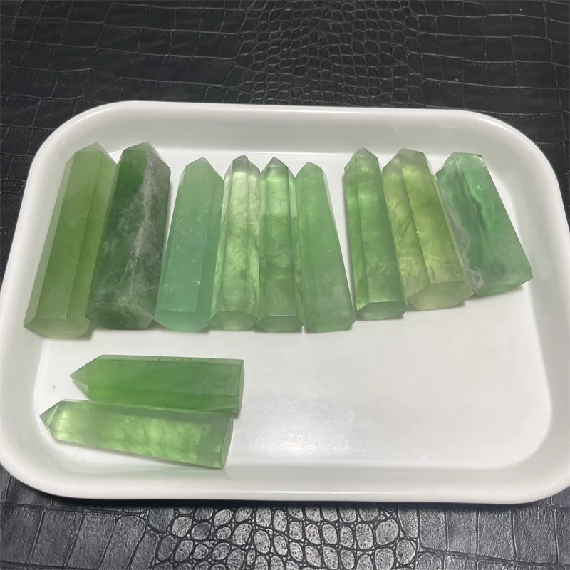 1kg Crystal Natural Green Fluorite Tower Point Healing Feng Shui Wiccan Sacrifice Wand Stone Quartz Energy Reiki Home Decoration