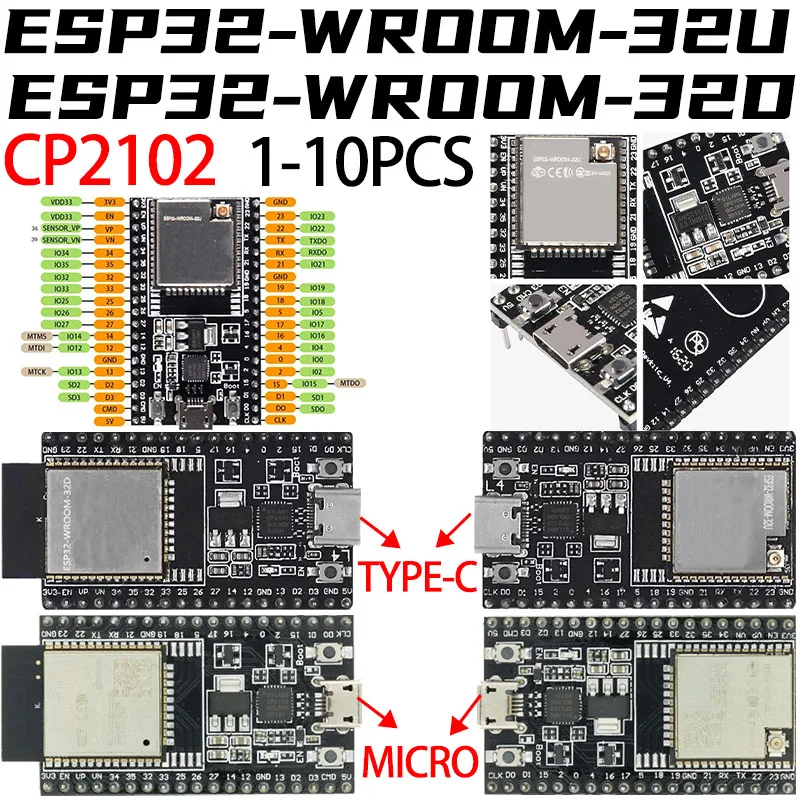 ESP32-WROOM-32D ESP32-WROOM-32U TYPE-C/MICRO ESP32 development board  ESP32-DevKitC core board for Arduino